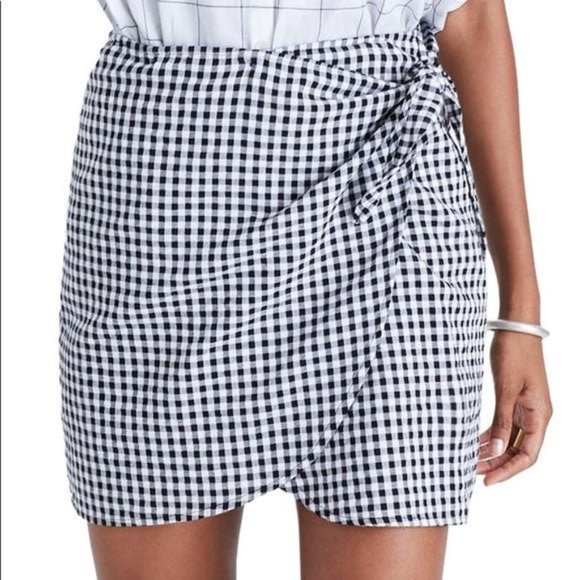 Madewell Dresses & Skirts - NWOT Madewell Gingham Check Side Tie Wrap Skirt